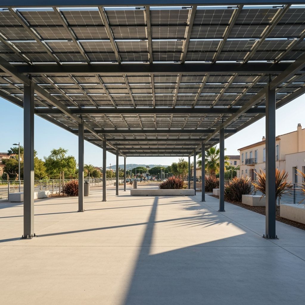 Ombrière terrasse commerciale